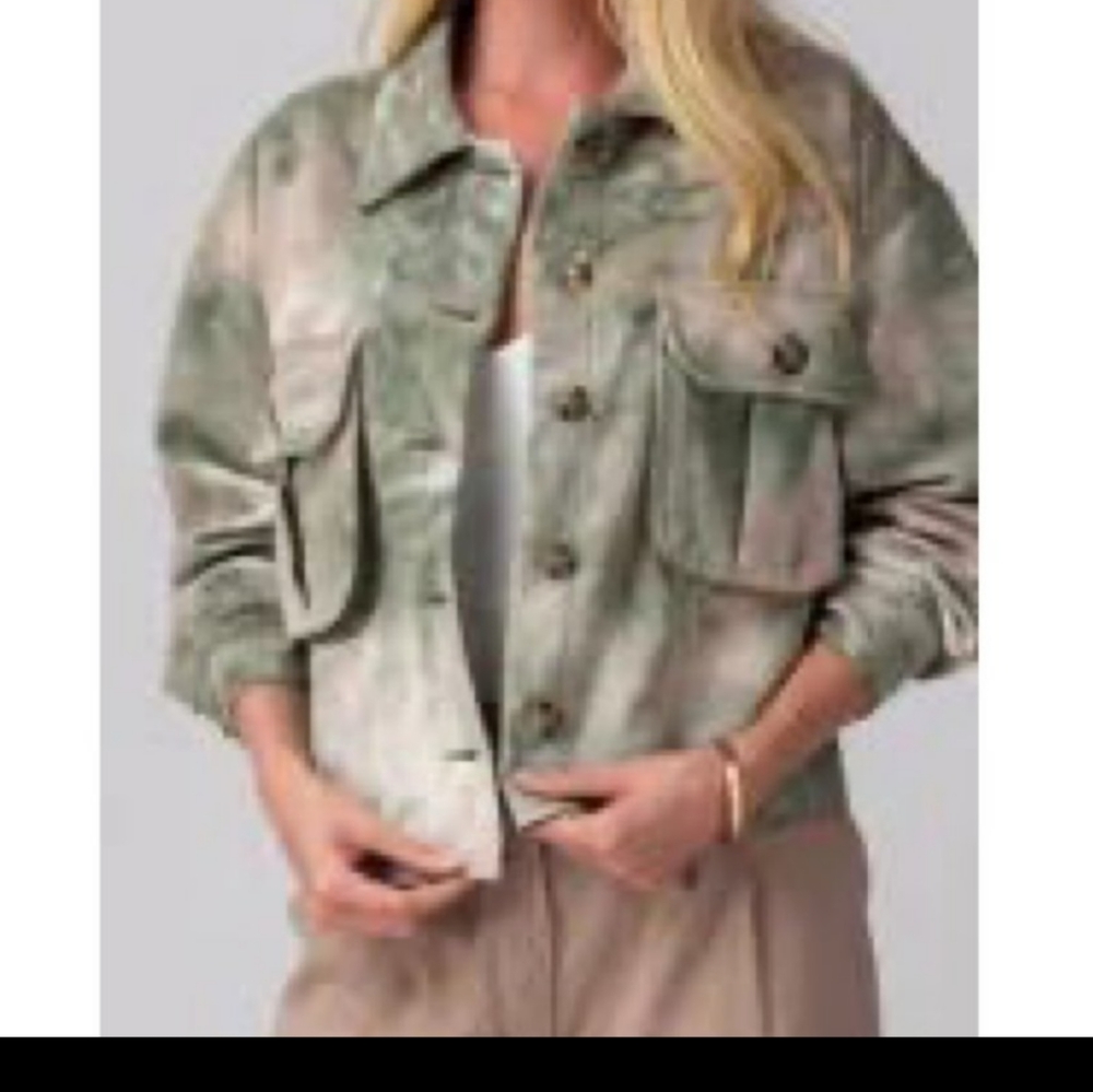 Black Label cropped faux suede moto jacket utility cargo pockets